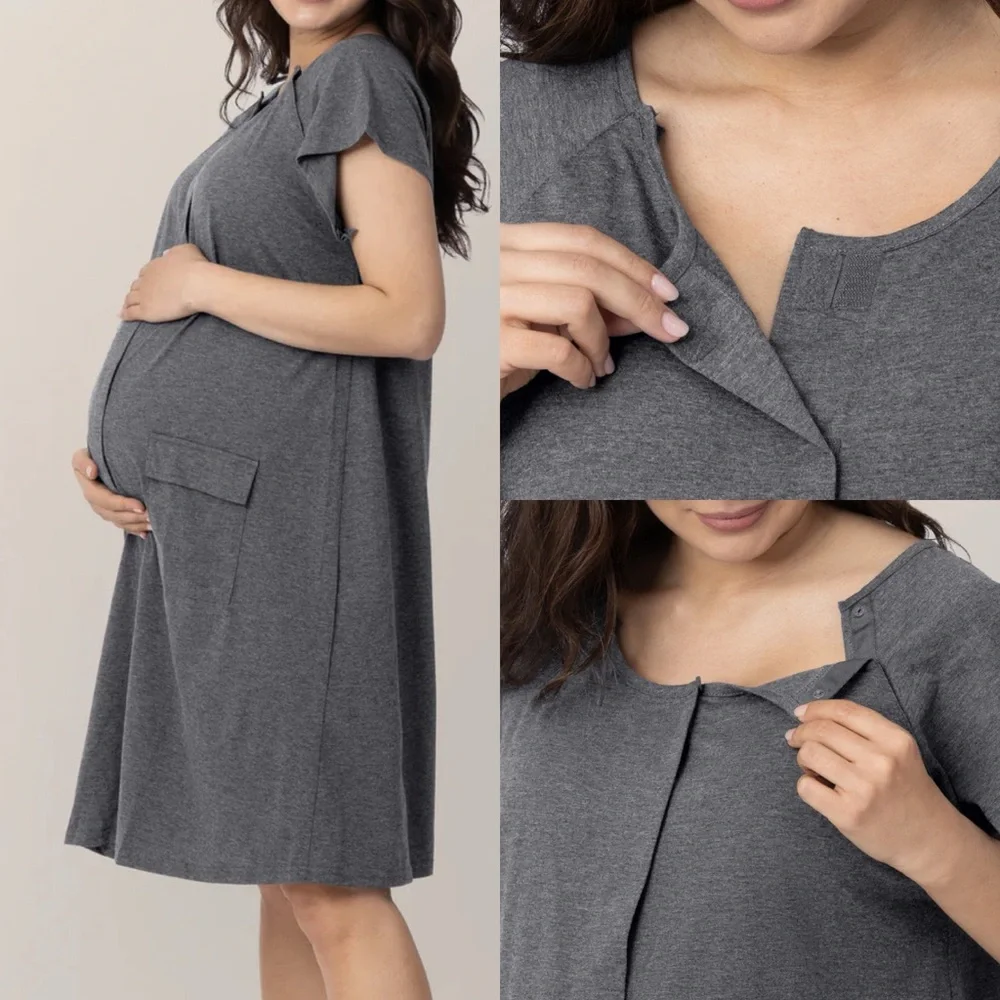 Kindred Bravely Universal Labor & Delivery Gown Grey Heather